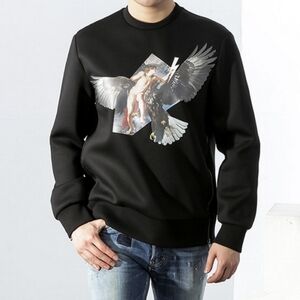 NEIL Barrett Ruben's Eagle Hybrid Crew Sweatshirt top sweater